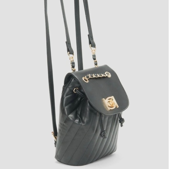 Bebe backpack- BLACK -Hera Small Backpack Handbag Purse Vegan Leather NWT $99 - Picture 5 of 6